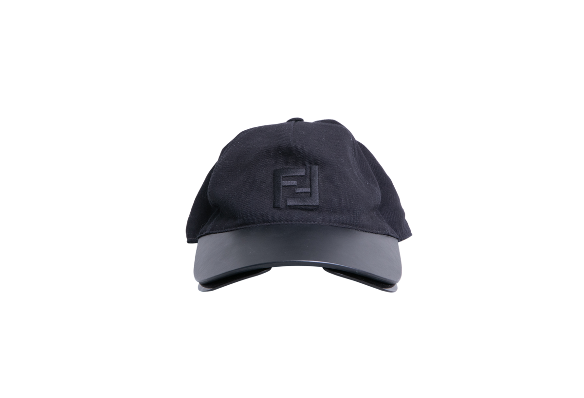 FENDI BASEBALL CAP WITH SUNGLASSES CANVAS AND LEATHER BLACK
