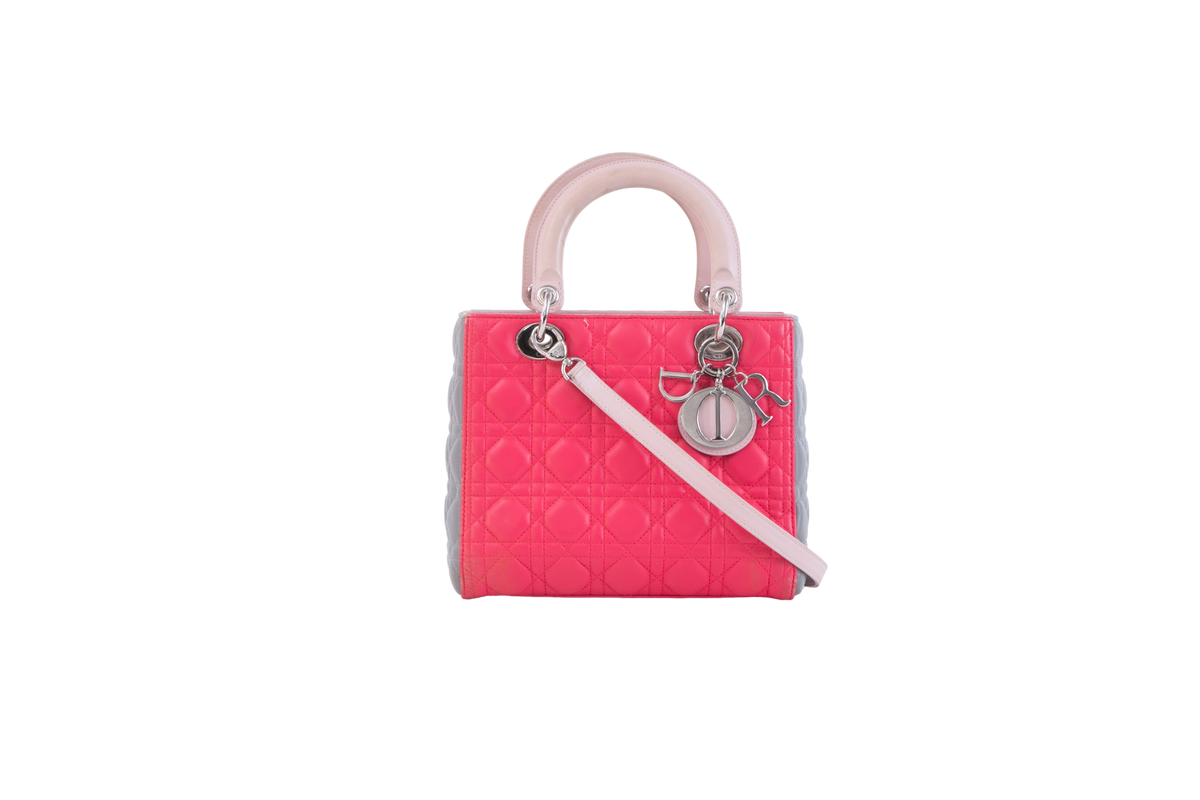 DIOR LADY MEDIUM CANNAGE TRICOLOR PINK