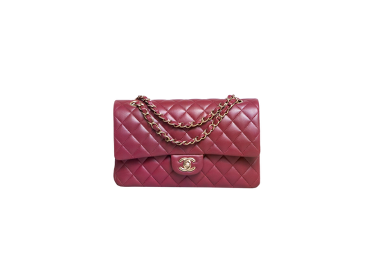 CHANEL MEDIUM CLASSIC DOUBLE FLAP LAMBSKIN QUILTED BURGUNDY – GOLD HDWR