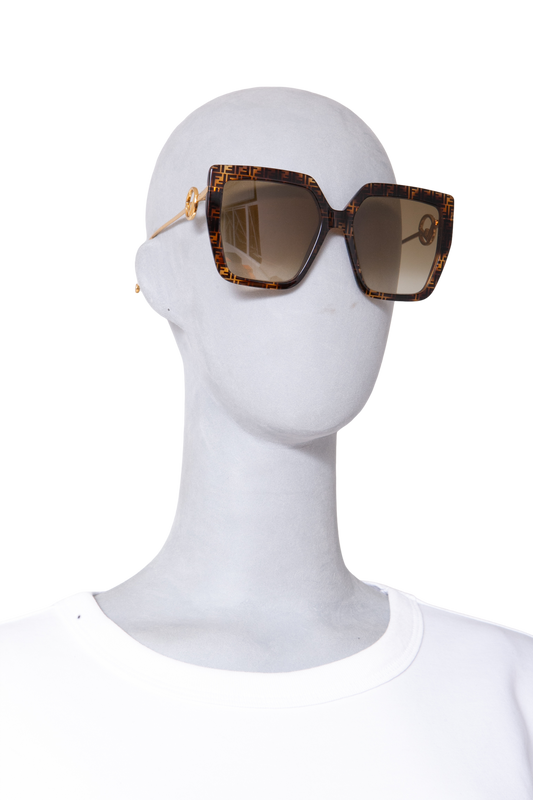 FENDI FF BUTTERFLY ACETATE HAVANA METAL GOLD