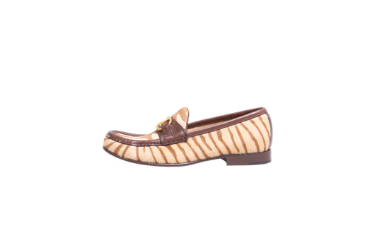 VALENTINO VLOGO SIGNATURE LOAFERS ZEBRA-PRINT CALF HAIR - 35 BR