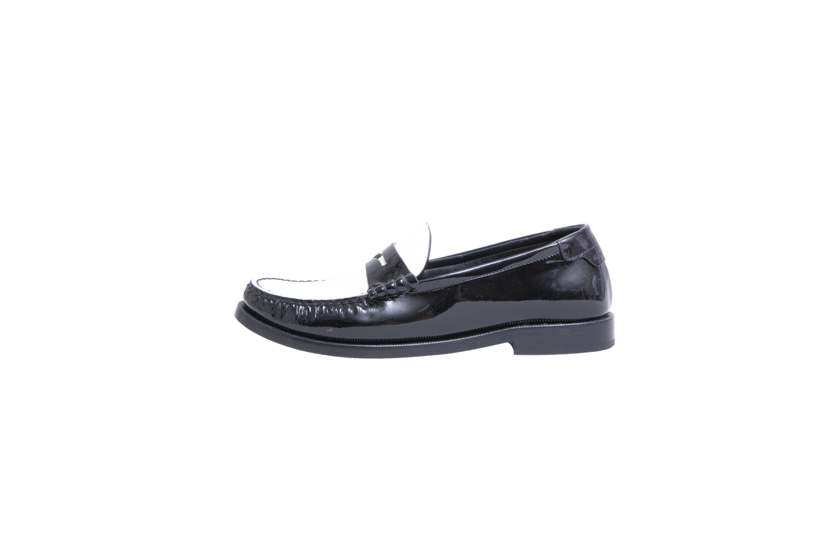 YSL LE LOAFER PATENT LEATHER LOAFERS B&W - 34 BR