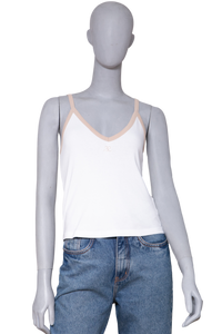 COURRÈGES US COTTON TANK TOP WHITE & BEIGE
