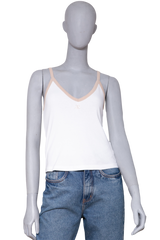 COURRÈGES US COTTON TANK TOP WHITE & BEIGE