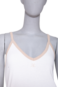 COURRÈGES US COTTON TANK TOP WHITE & BEIGE