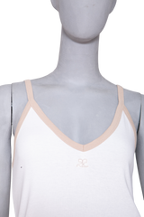 COURRÈGES US COTTON TANK TOP WHITE & BEIGE