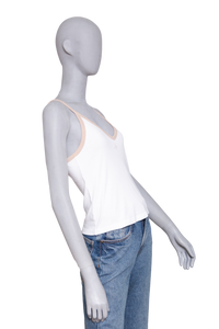 COURRÈGES US COTTON TANK TOP WHITE & BEIGE