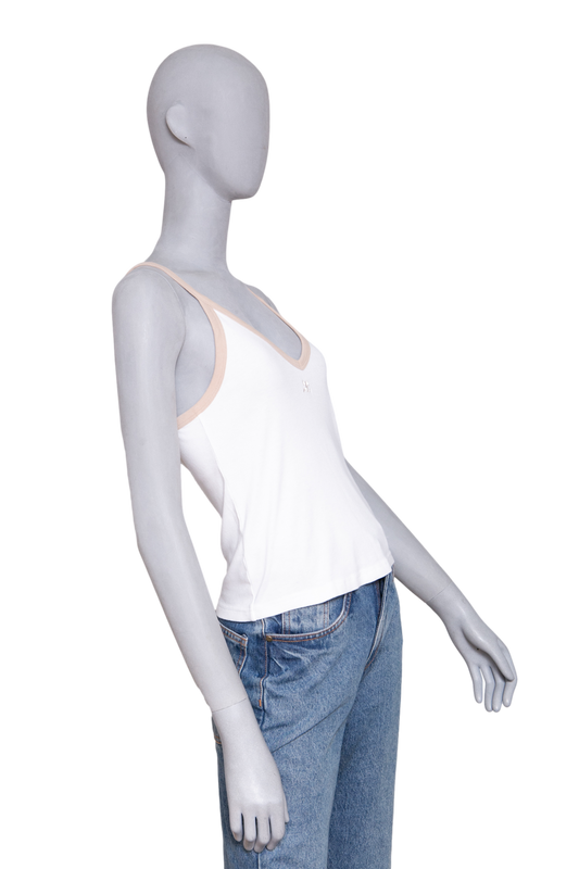 COURRÈGES US COTTON TANK TOP WHITE & BEIGE