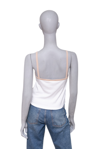 COURRÈGES US COTTON TANK TOP WHITE & BEIGE