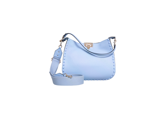 VALENTINO ROCKSTUD HOBO GRAIN DE POUDRE SKY BLUE