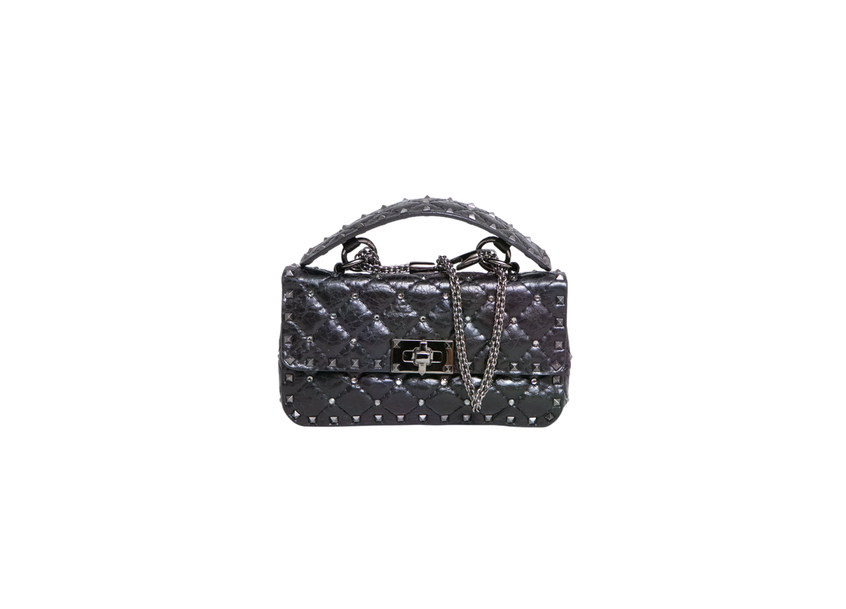 VALENTINO ROCKSTUD SPIKE MATELASSÊ BLACK
