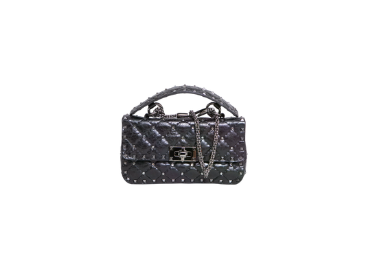 VALENTINO ROCKSTUD SPIKE MATELASSÊ BLACK