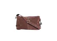 PRADA SUEDE SHOULDER BAG DARK BROWN