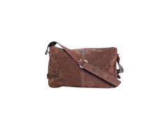 PRADA SUEDE SHOULDER BAG DARK BROWN