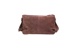 PRADA SUEDE SHOULDER BAG DARK BROWN
