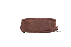 PRADA SUEDE SHOULDER BAG DARK BROWN