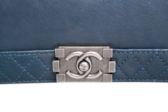 CHANEL BOY SHOULDER BAG LAMBSKIN BLUE