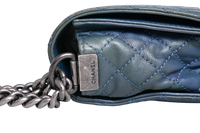 CHANEL BOY SHOULDER BAG LAMBSKIN BLUE
