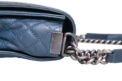 CHANEL BOY SHOULDER BAG LAMBSKIN BLUE