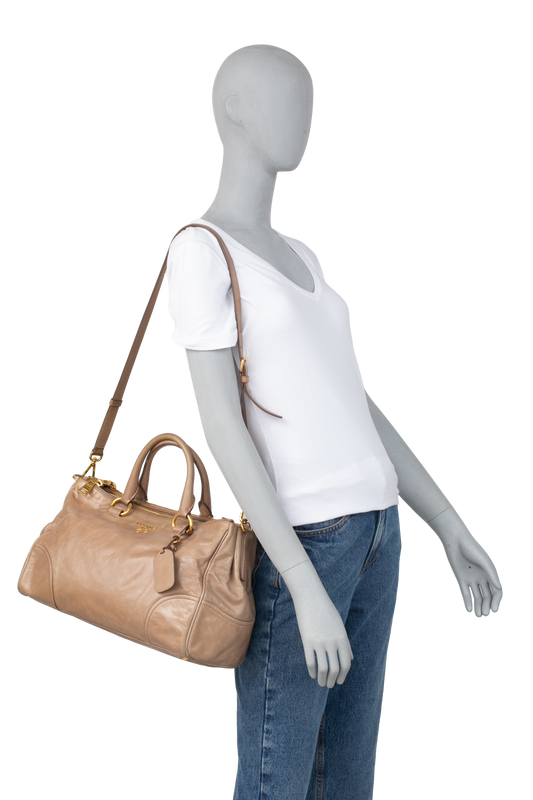 PRADA VITELLO SATCHEL BEIGE