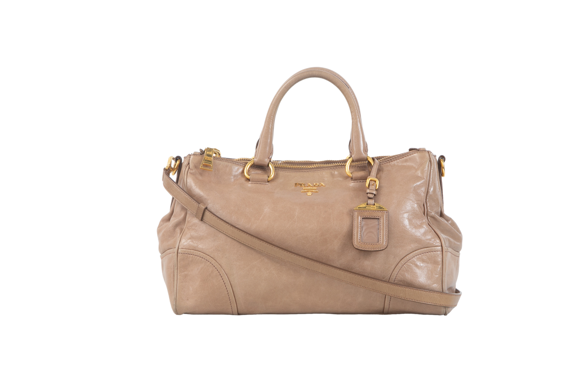 PRADA VITELLO SATCHEL BEIGE