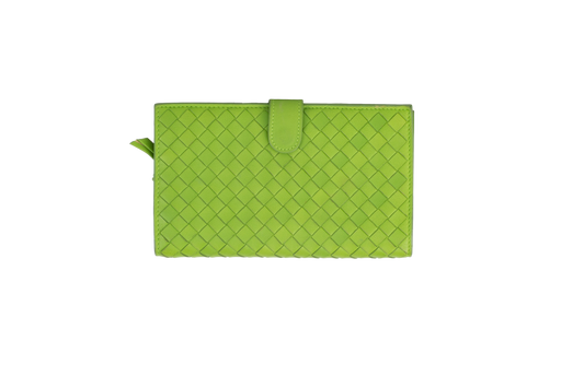 BOTTEGA VENETA WALLET LONG INTRECCIATO LIME