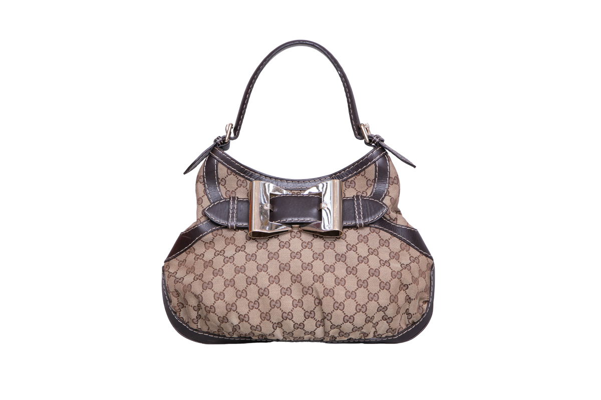 GUCCI QUEEN GG CANVAS SHOULDER BAG (VINTAGE)