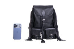 YSL FESTIVAL BACKPACK FRINGE LEATHER BLACK