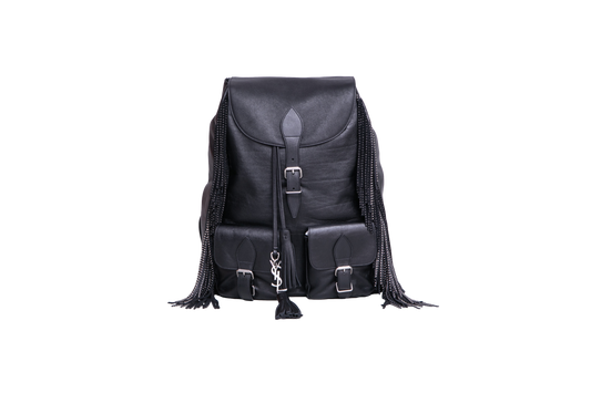 YSL FESTIVAL BACKPACK FRINGE LEATHER BLACK