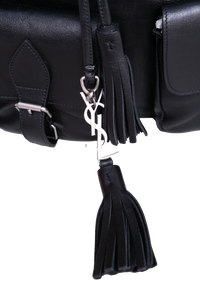 YSL FESTIVAL BACKPACK FRINGE LEATHER BLACK