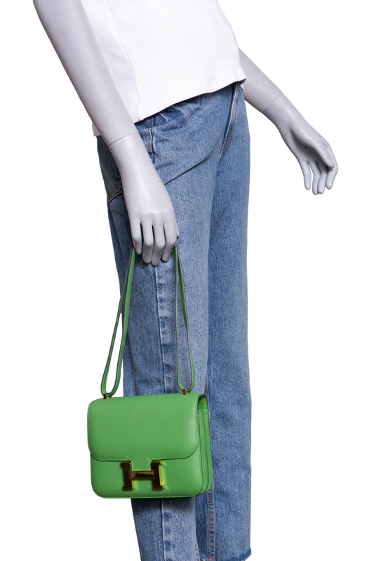 HERMÈS MINI CONSTANCE 18 EPSOM VERT YUCCA GOLD HDWR