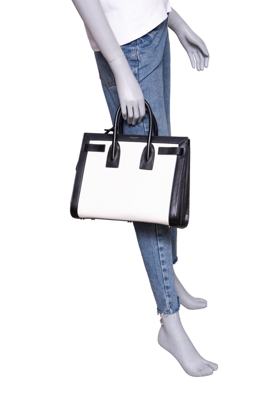 YSL SAC DE JOUR SMALL LEATHER BLACK/WHITE