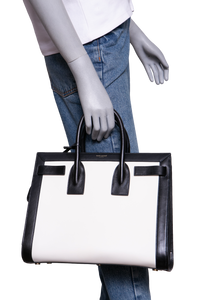 YSL SAC DE JOUR SMALL LEATHER BLACK/WHITE