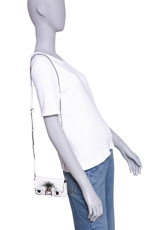 FENDI BAGUETTE MICRO MONSTER LEATHER WHITE