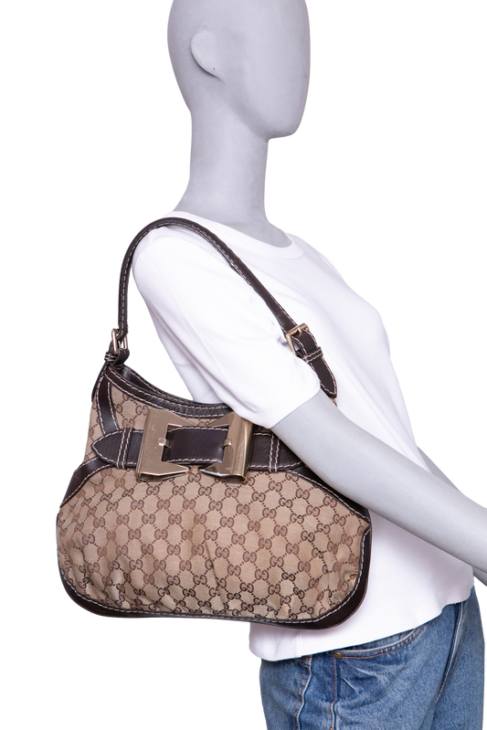 GUCCI QUEEN GG CANVAS SHOULDER BAG (VINTAGE)