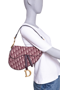 DIOR SADDLE OBLIQUE MEDIUM CANVAS WINE