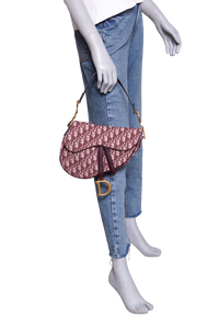 DIOR SADDLE OBLIQUE MEDIUM CANVAS WINE