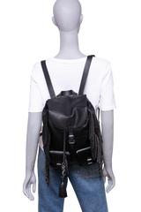 YSL FESTIVAL BACKPACK FRINGE LEATHER BLACK