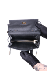 HERMÈS KELLY TO GO CHÈVRE MYSORE NOIR GOLD HDWR