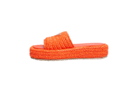 PRADA SANDAL FLAT PLATFORM IN RAFFIA ORANGE