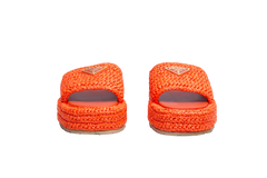 PRADA SANDAL FLAT PLATFORM IN RAFFIA ORANGE