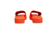 PRADA SANDAL FLAT PLATFORM IN RAFFIA ORANGE