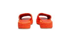PRADA SANDAL FLAT PLATFORM IN RAFFIA ORANGE