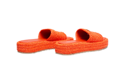 PRADA SANDAL FLAT PLATFORM IN RAFFIA ORANGE