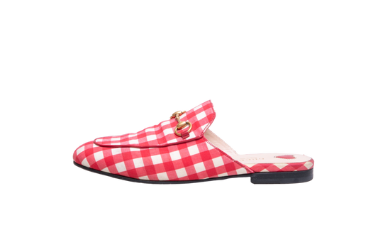 GUCCI MULE PRINCETOWN CHECK FABRIC SLIPPER