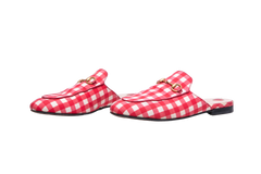 GUCCI MULE PRINCETOWN CHECK FABRIC SLIPPER