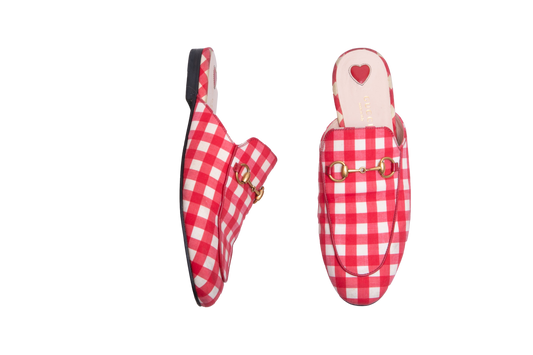 GUCCI MULE PRINCETOWN CHECK FABRIC SLIPPER