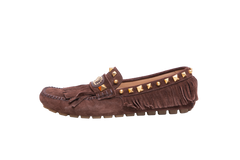 VALENTINO FASTAWAY DRIVER LOAFER IN CRUST LEATHER BROWN