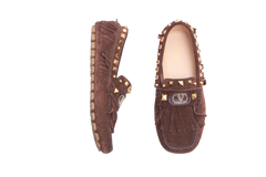VALENTINO FASTAWAY DRIVER LOAFER IN CRUST LEATHER BROWN