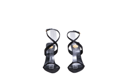 YSL SALOMÉ 110 CRÊPE SATIN WEDGE SANDALS BLACK/GOLD